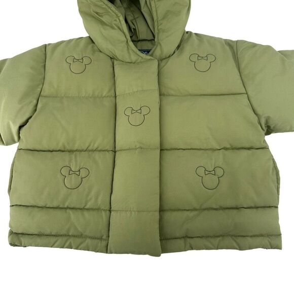 Walt Disney Collection Puffer Jacket Green Minnie Mouse Hooded Baby Girl 6 Month - Picture 4 of 8